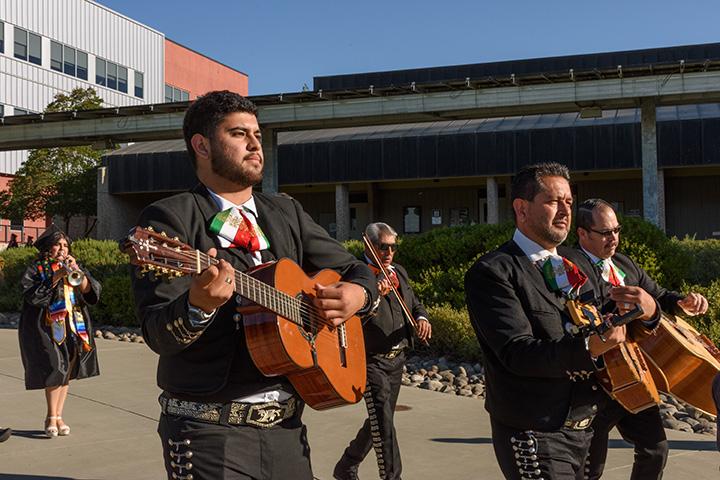 Mariachi band playing at a campus event